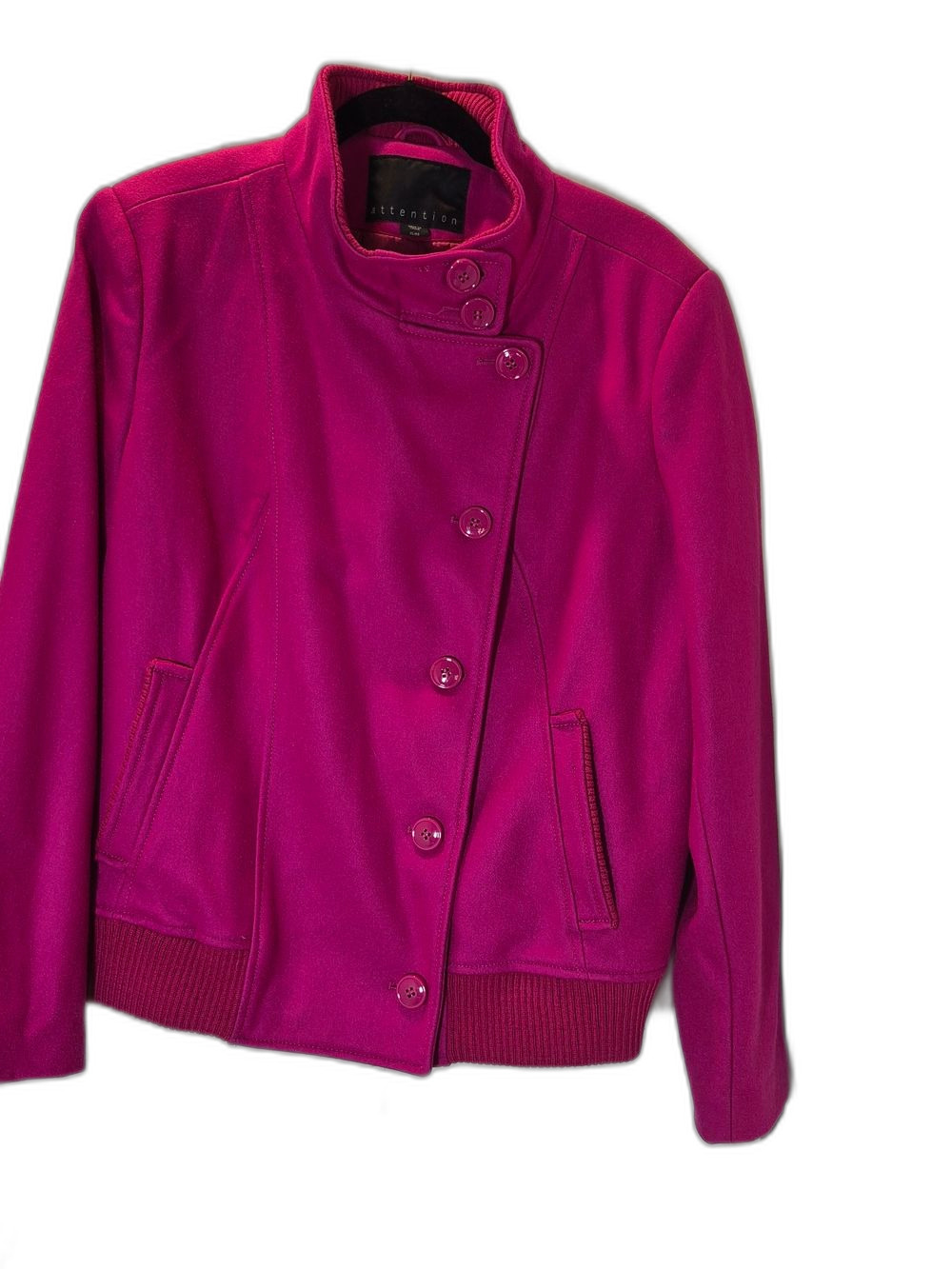 attention Fuchsia Wool-Blend Bomber Jacket- XL